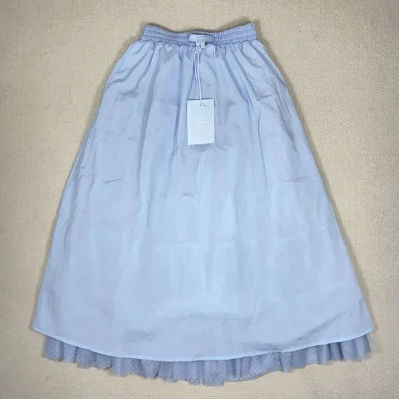 NWT HILL HOUSE HOME Small Pandora Tulle Midi Skirt Baby Blue Elastic Waist $250